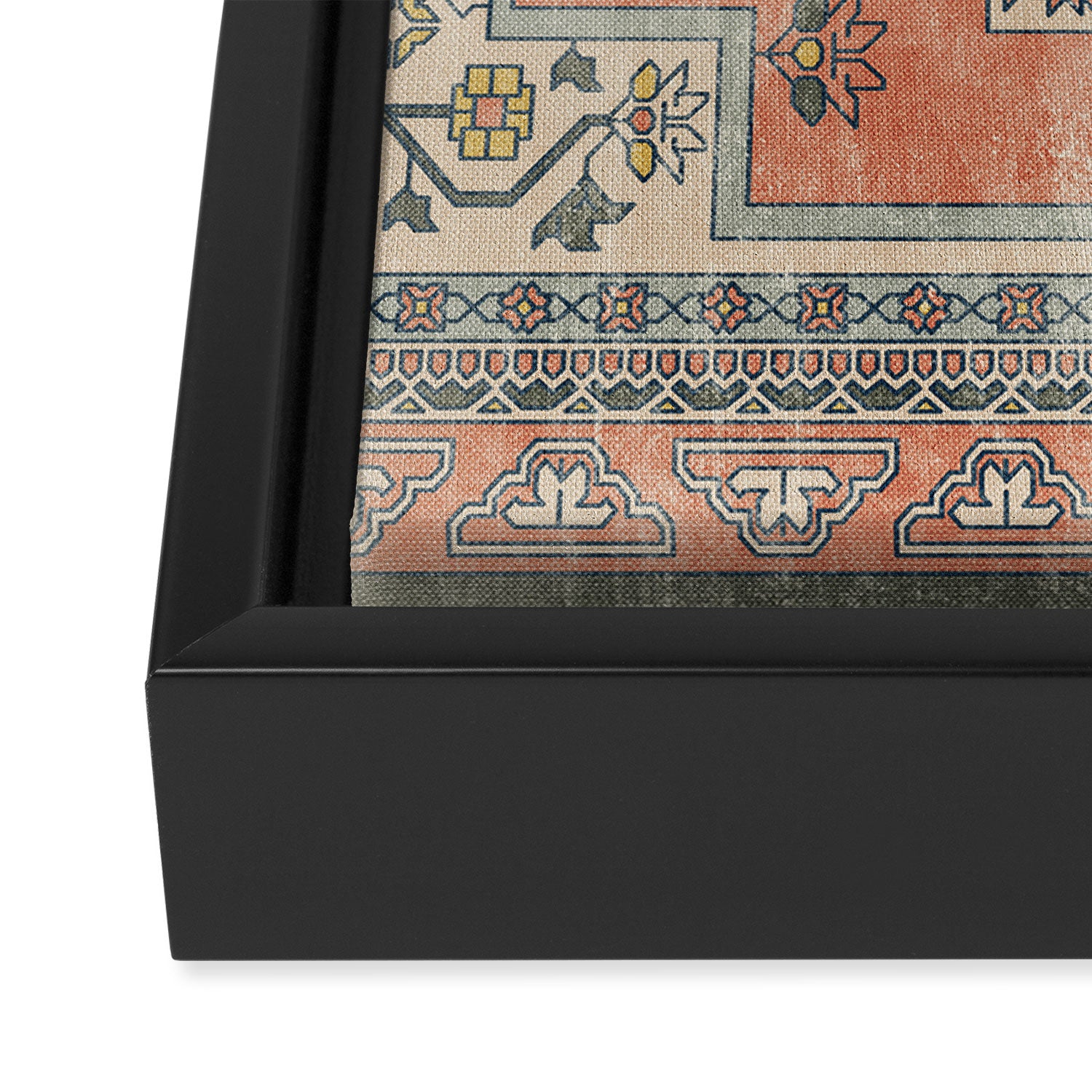 turkish floral - orange & olive green Framed Canvas Print Gallery Image 3