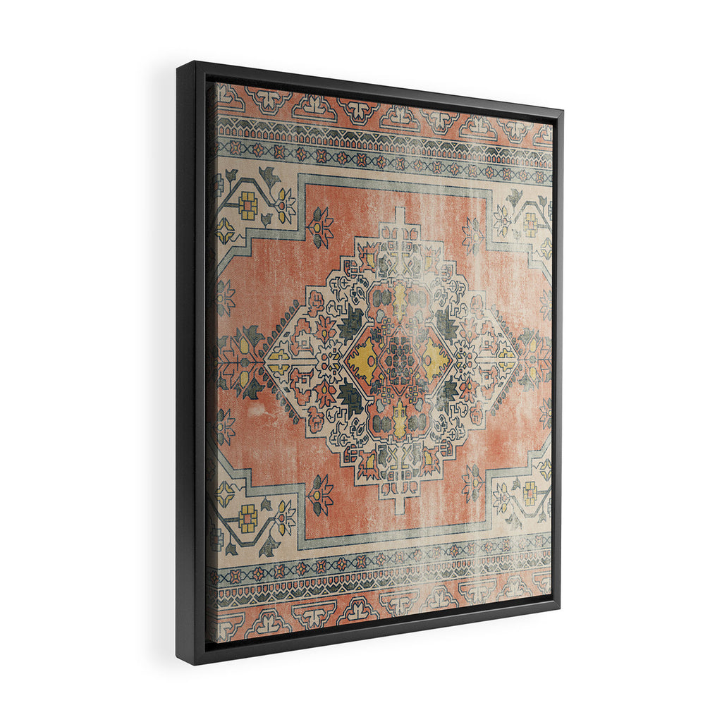 turkish floral - orange & olive green Framed Canvas Print Gallery Image 2