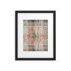 turkish floral - orange & olive green Framed Art Print Gallery Image 4