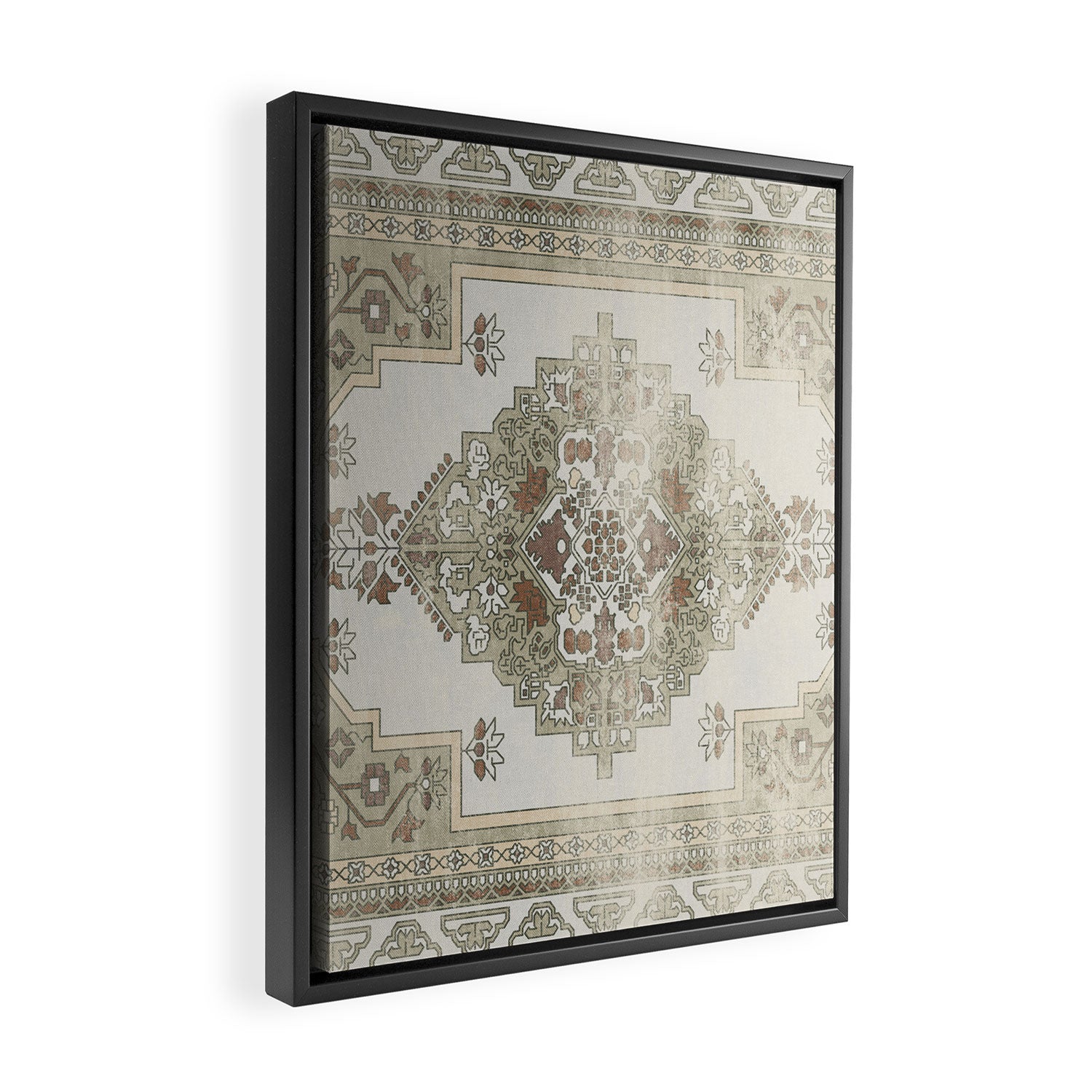turkish floral - sage & brown Framed Canvas Print Gallery Image 2