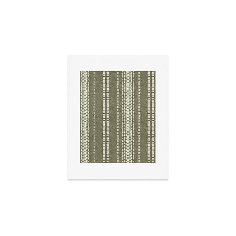vertical dashed stitch - dark sage Art Print Gallery Image 1