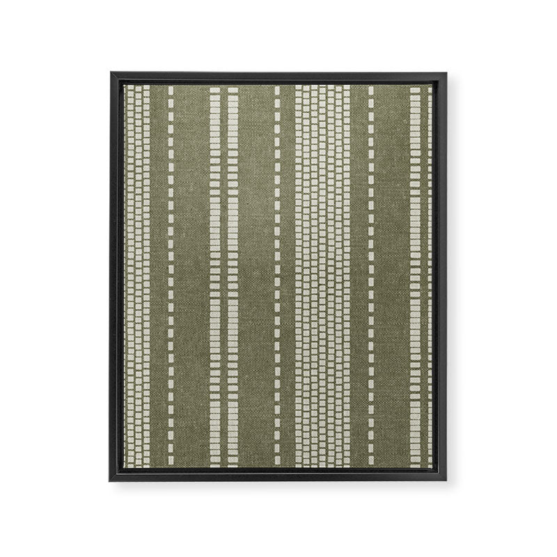 vertical dashed stitch - dark sage Framed Canvas Print Gallery Image 8