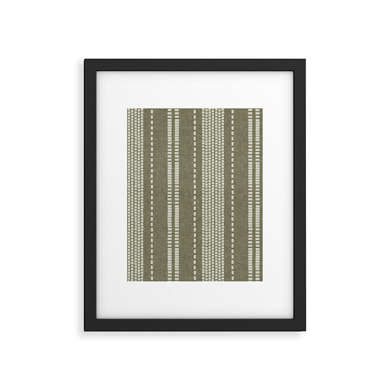 vertical dashed stitch - dark sage Framed Art Print Gallery Image 6