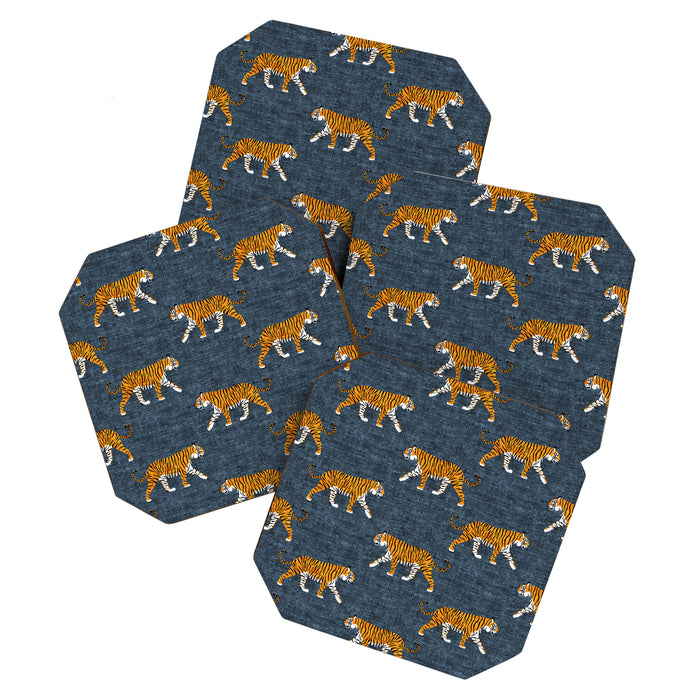 walking tigers - blue Coaster Gallery Image 1