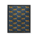 walking tigers - blue Framed Canvas Print Gallery Image 8