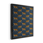 walking tigers - blue Framed Canvas Print Gallery Image 2