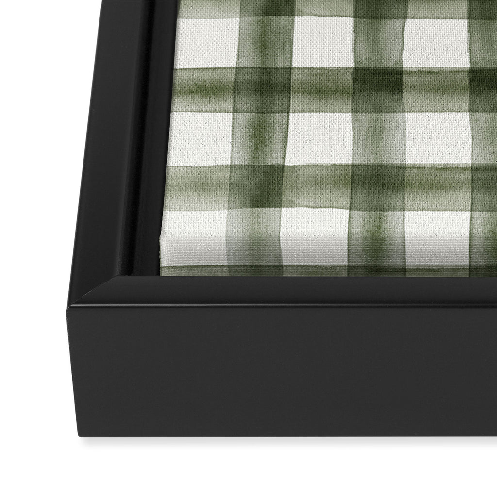 watercolor plaid - dark green Framed Canvas Print Gallery Image 3