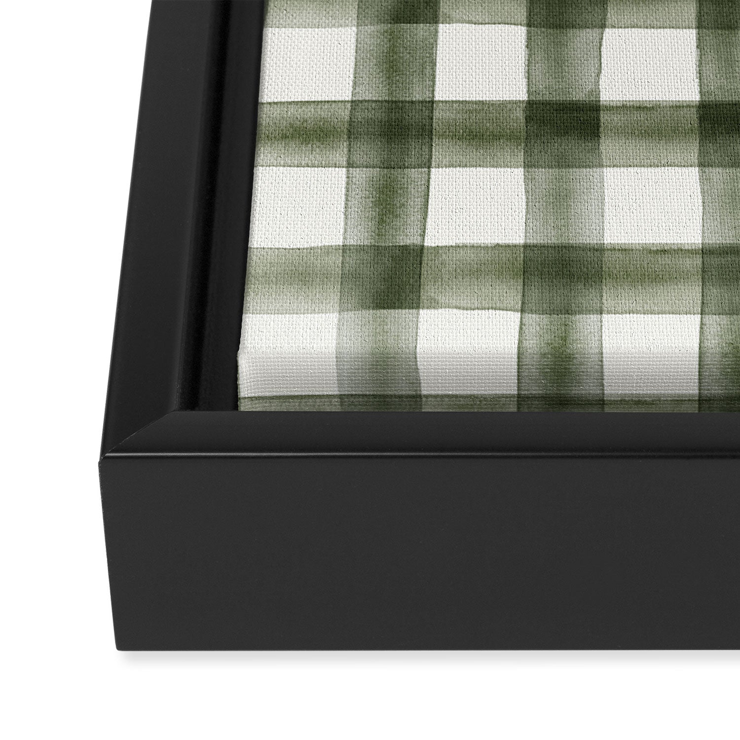 watercolor plaid - dark green Framed Canvas Print Gallery Image 3