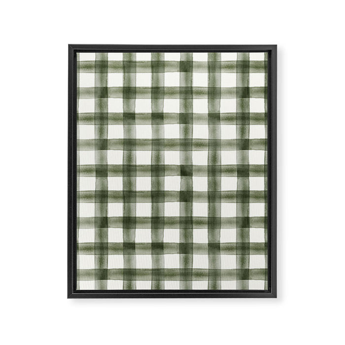 watercolor plaid - dark green Framed Canvas Print Gallery Image 1
