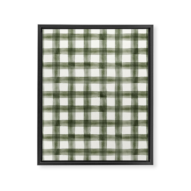 watercolor plaid - dark green Framed Canvas Print Gallery Image 8