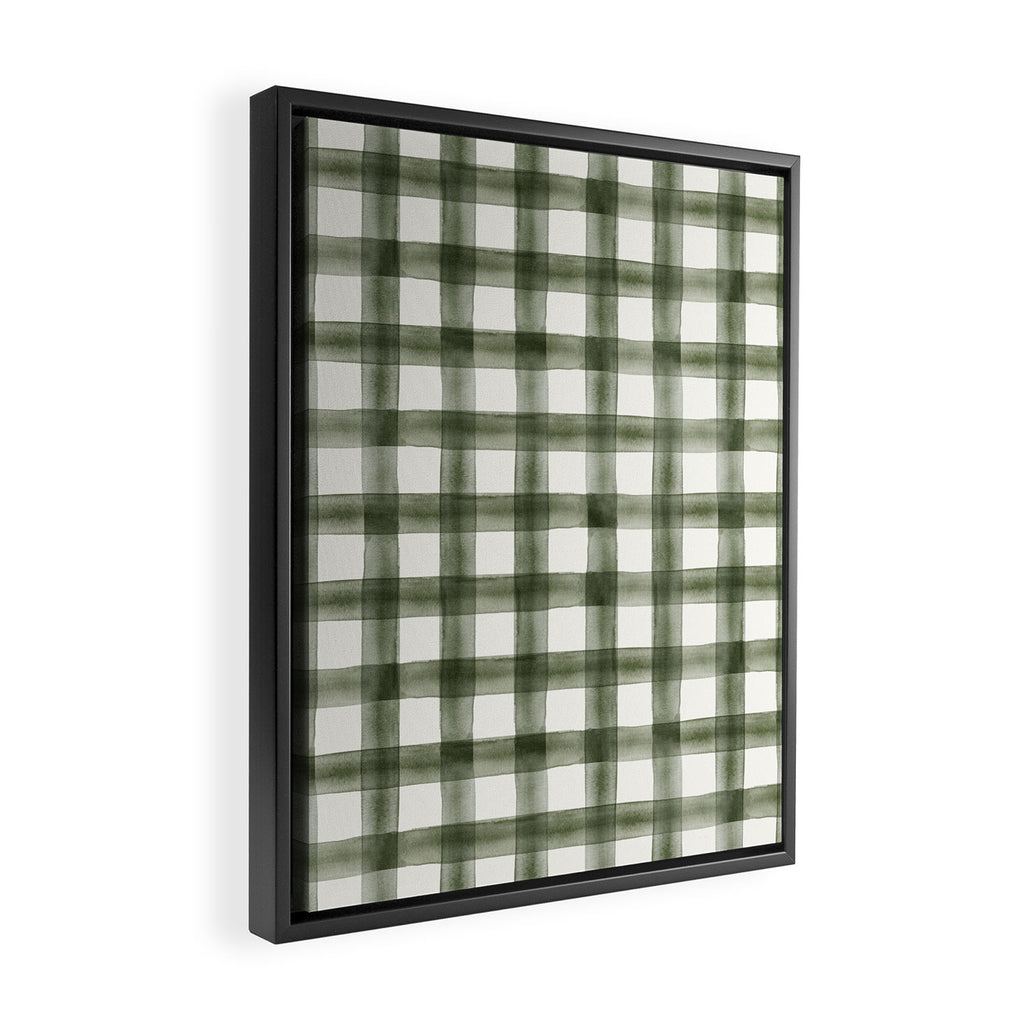 watercolor plaid - dark green Framed Canvas Print Gallery Image 2