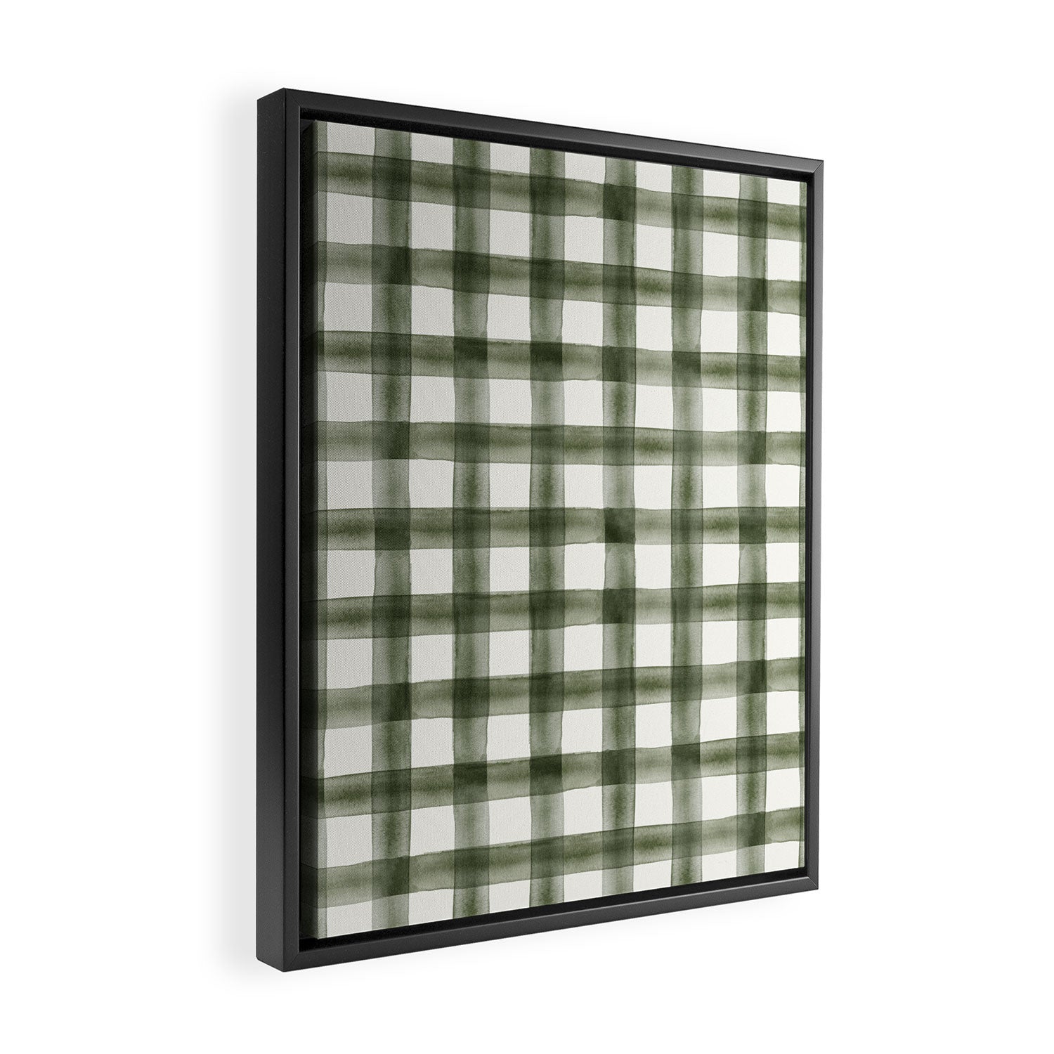 watercolor plaid - dark green Framed Canvas Print Gallery Image 2
