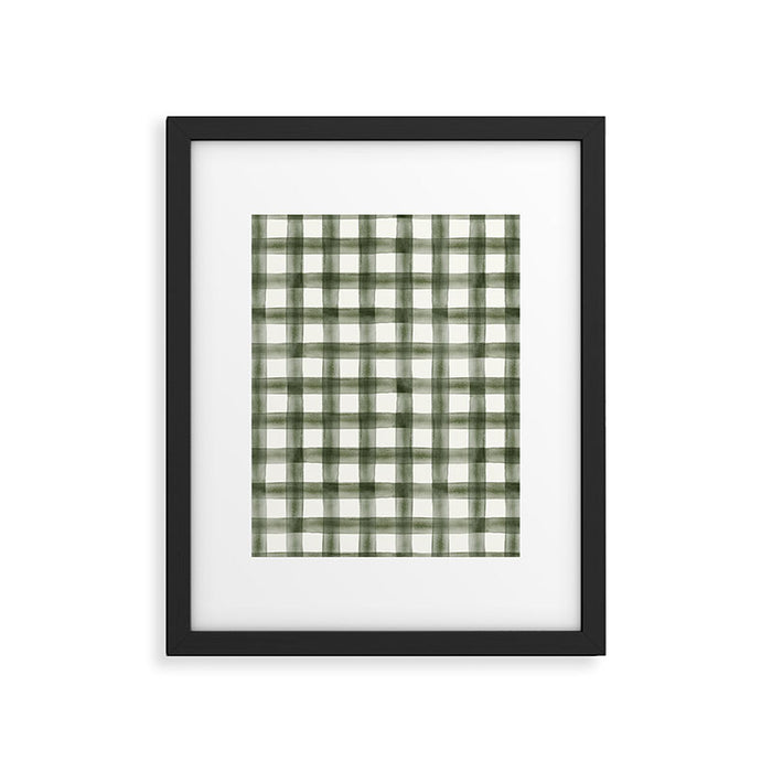 watercolor plaid - dark green Framed Art Print Gallery Image 1