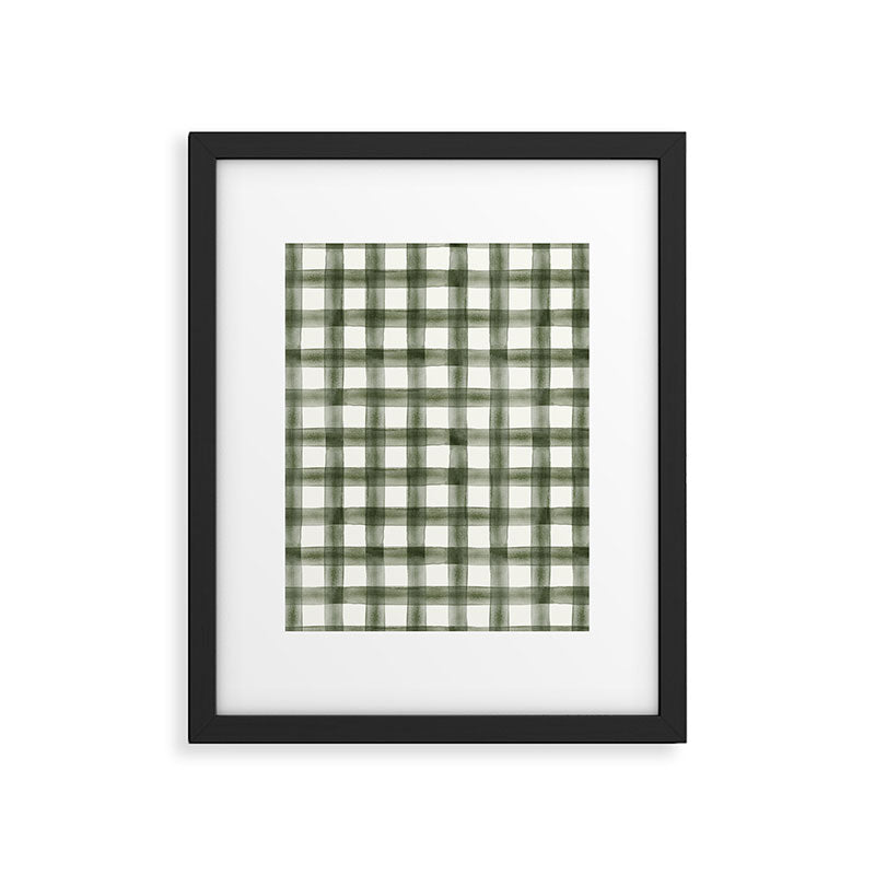 watercolor plaid - dark green Framed Art Print Gallery Image 6