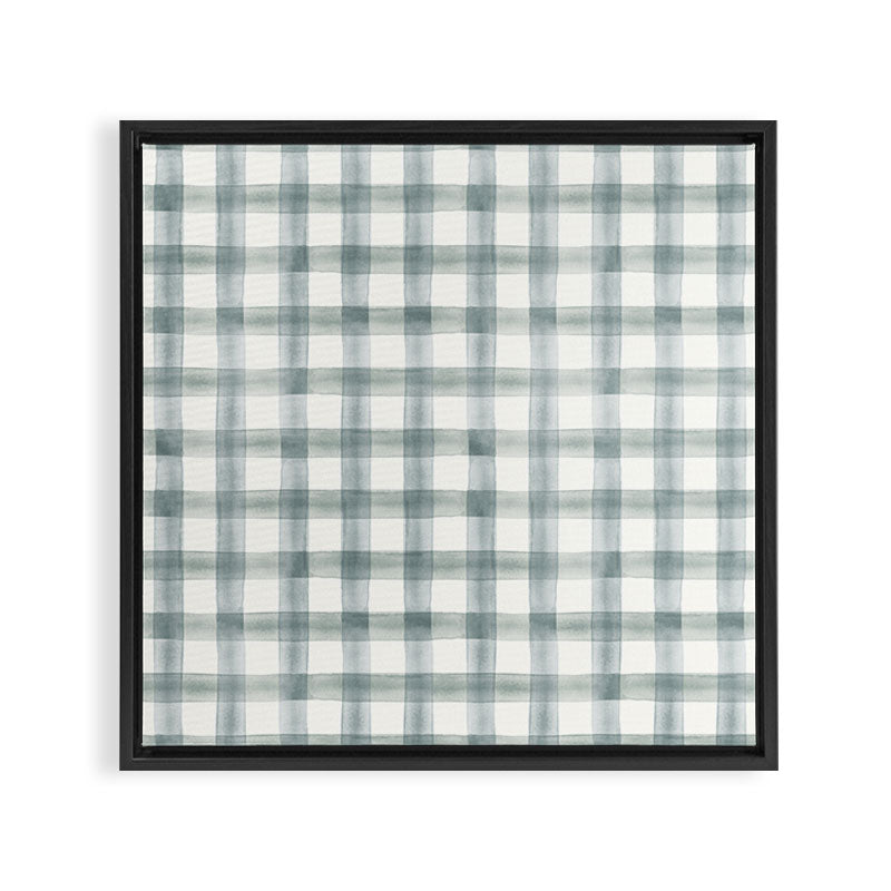 watercolor plaid - muted blue Framed Canvas Print Gallery Image 3