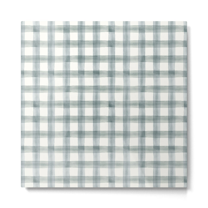 watercolor plaid - muted blue Metal Print Gallery Image 1