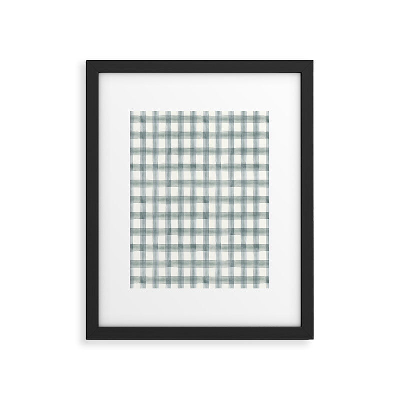 watercolor plaid - muted blue Framed Art Print Gallery Image 4