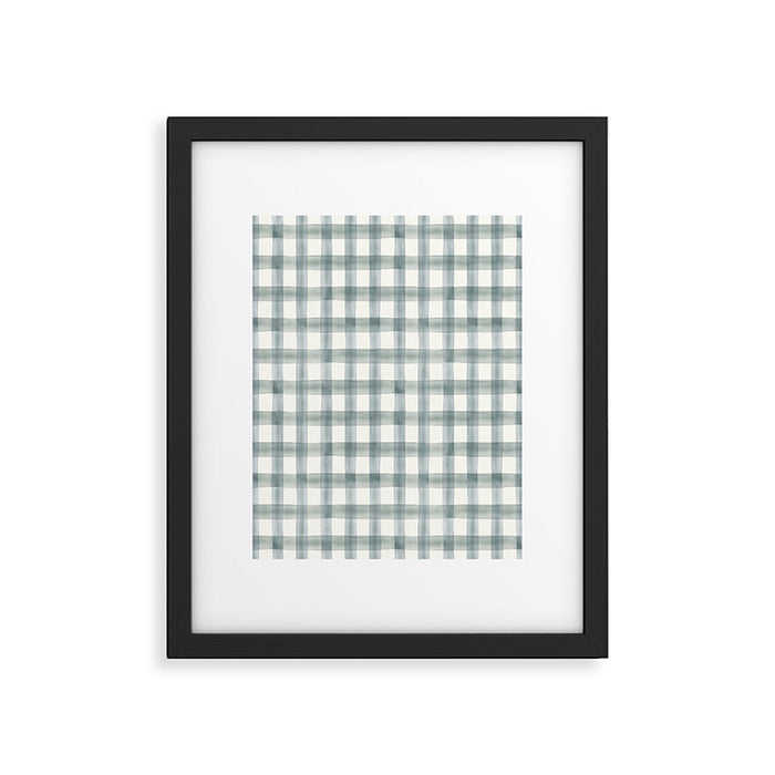 watercolor plaid - muted blue Framed Art Print Gallery Image 1