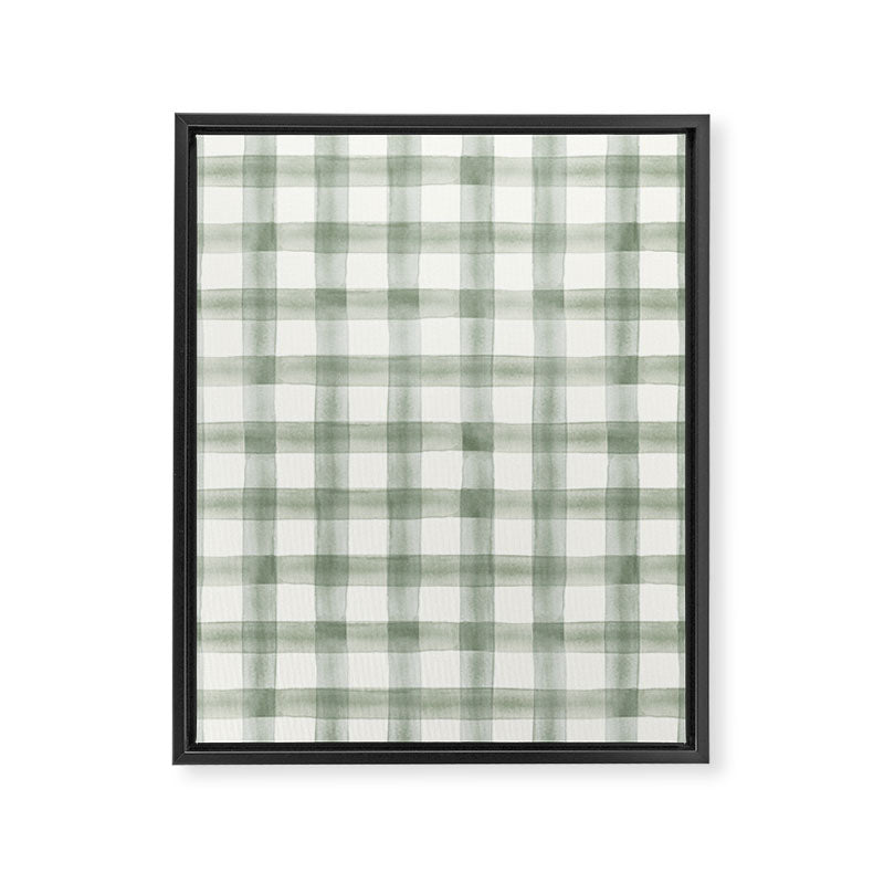 watercolor plaid - sage Framed Canvas Print Gallery Image 8