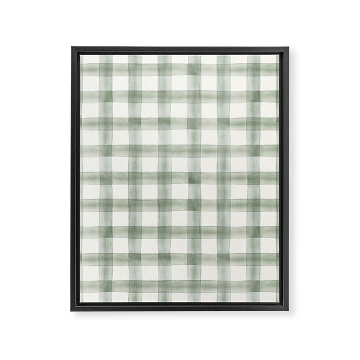 watercolor plaid - sage Framed Canvas Print Gallery Image 1
