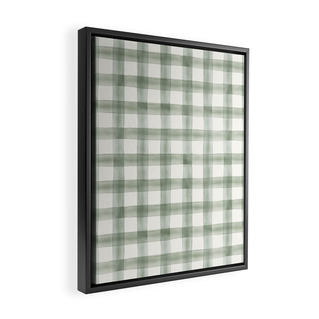 watercolor plaid - sage Framed Canvas Print Gallery Image 2