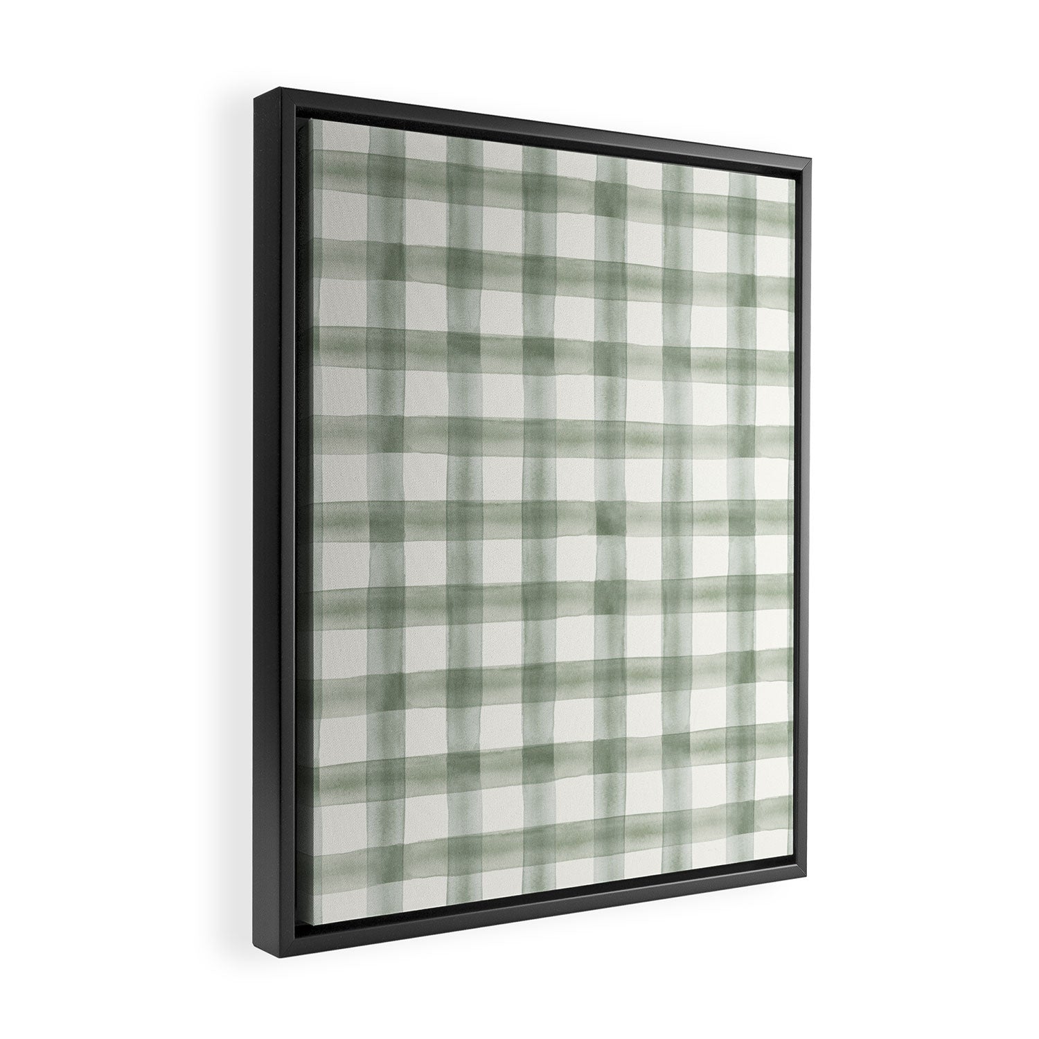 watercolor plaid - sage Framed Canvas Print Gallery Image 2