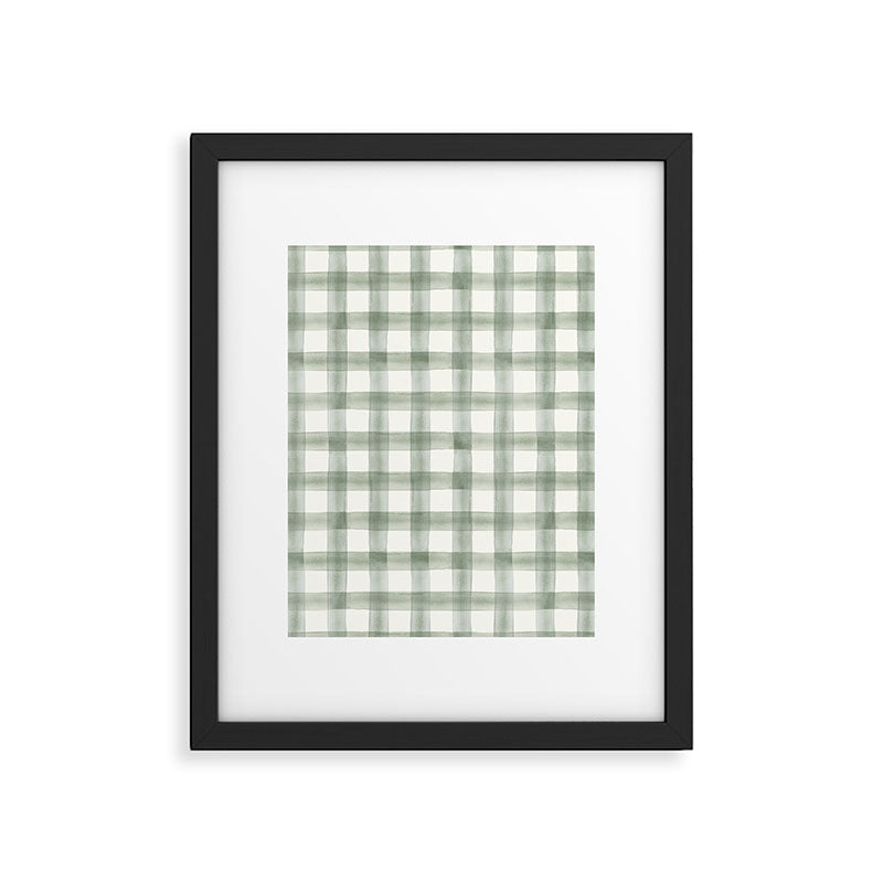 watercolor plaid - sage Framed Art Print Gallery Image 6