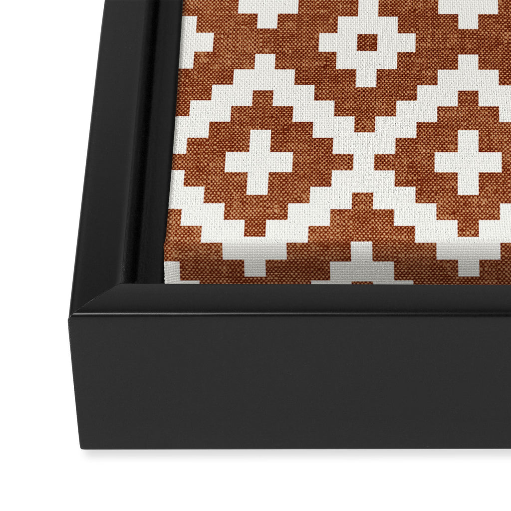 woven aztec geometric - ginger orange Framed Canvas Print Gallery Image 3