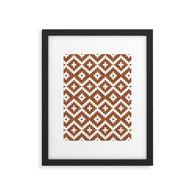woven aztec geometric - ginger orange Framed Art Print Gallery Image 6