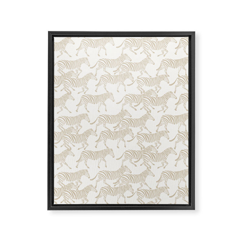 Zebras in tan Framed Canvas Print Gallery Image 8