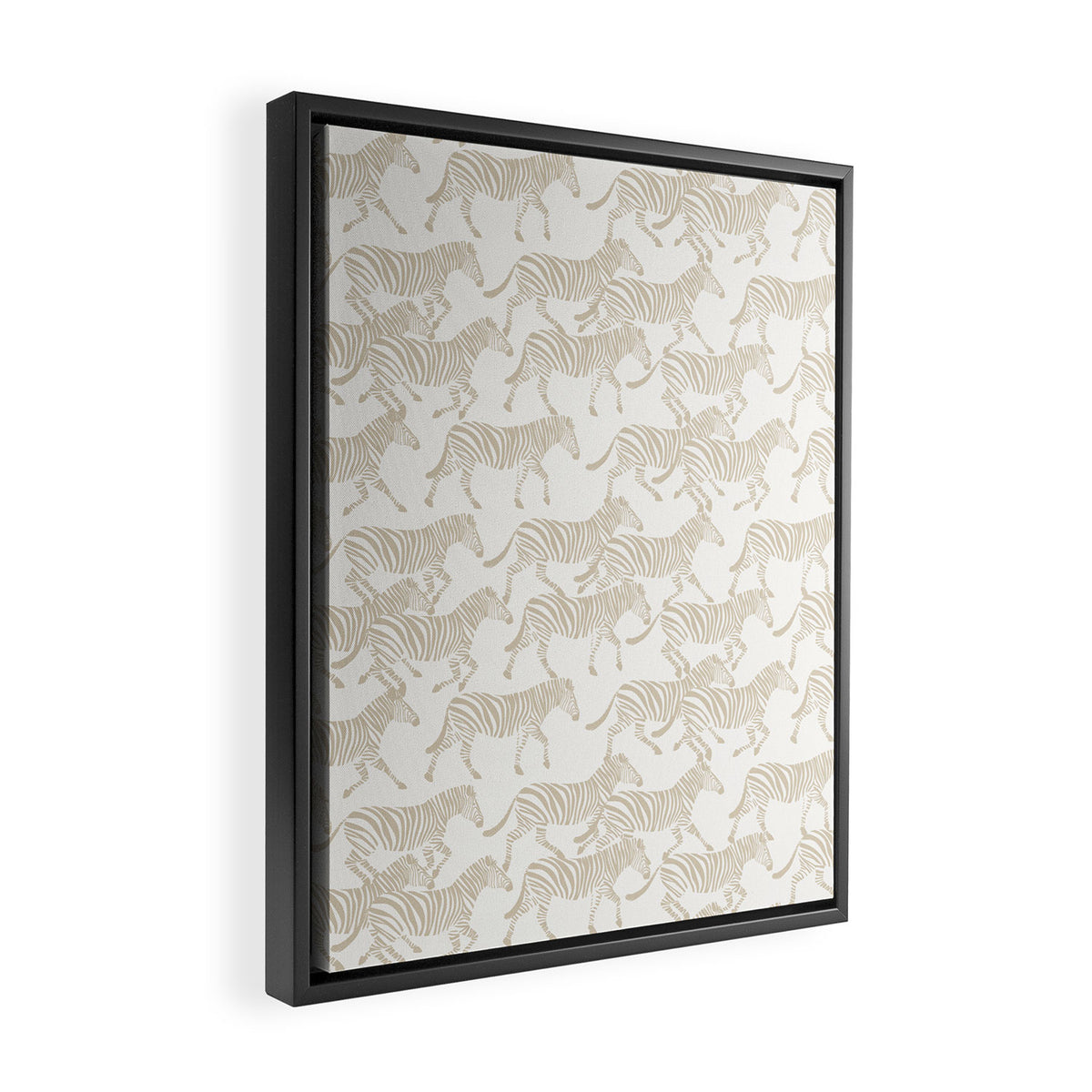Zebras in tan Framed Canvas Print Gallery Image 2