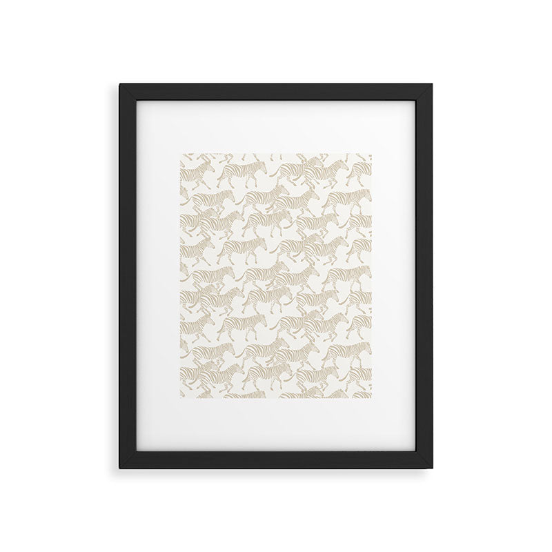 Zebras in tan Framed Art Print Gallery Image 6