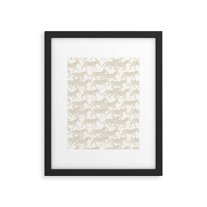 Zebras in tan Framed Art Print Gallery Image 1