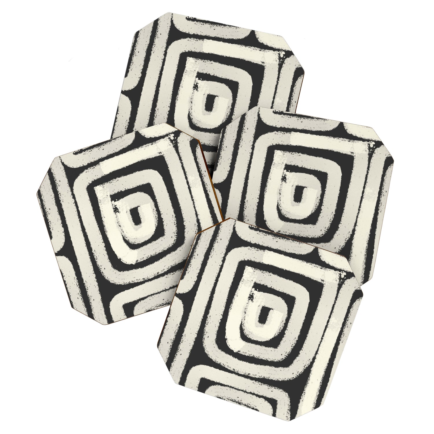 Boho black and white tribal design Coaster Gallery Image 1