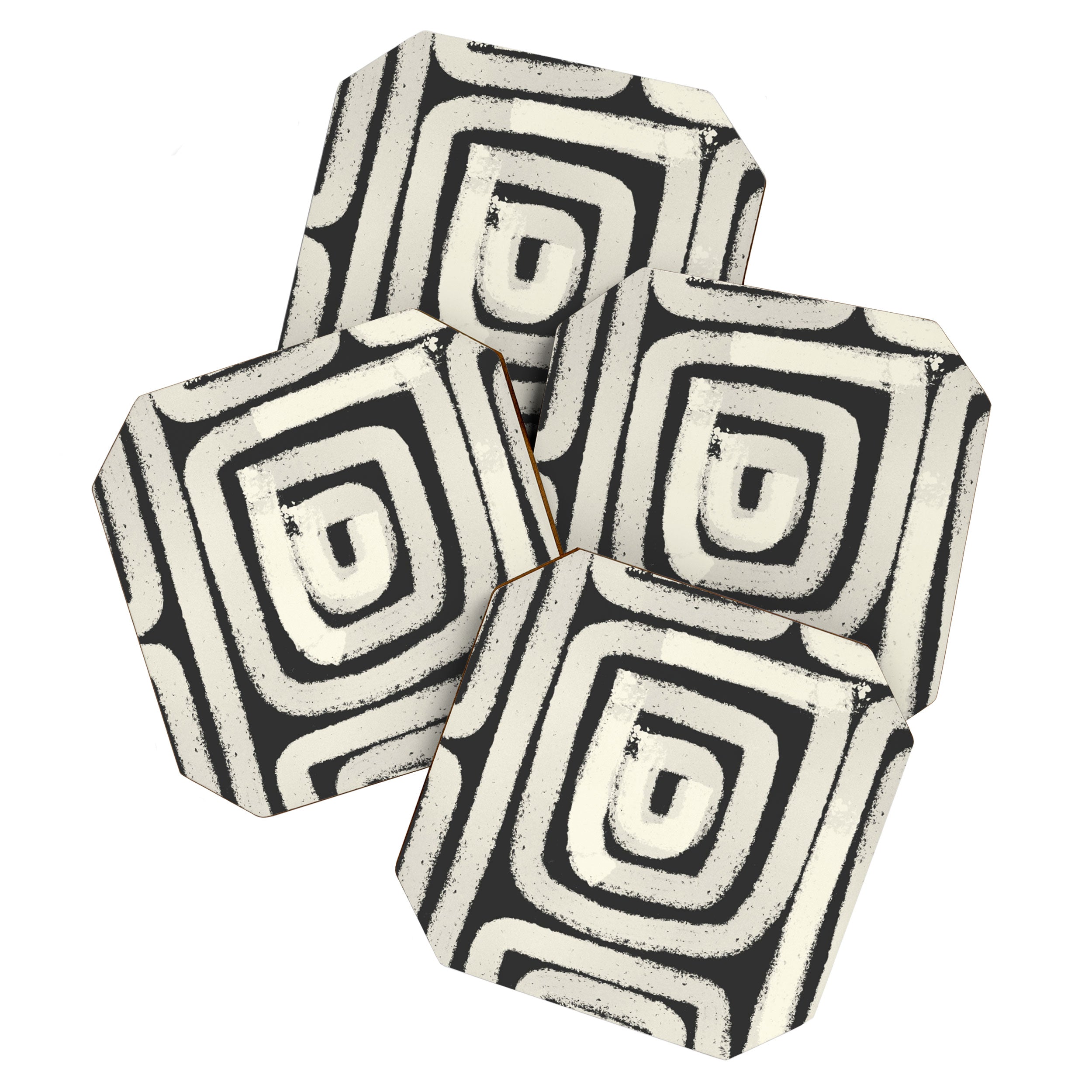 Boho black and white tribal design Coaster Gallery Image 1