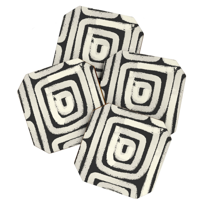 Boho black and white tribal design Coaster Gallery Image 1