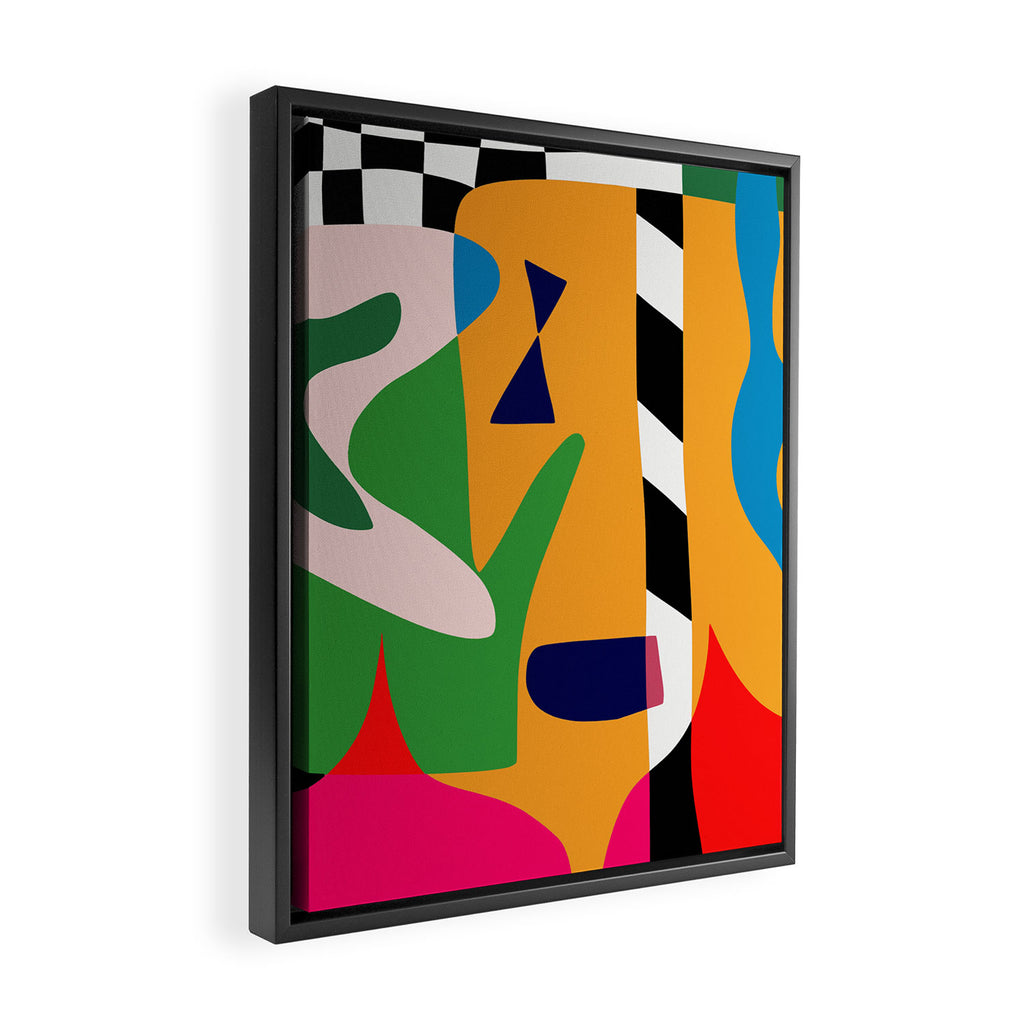 Bold and vibrant abstract shapes Framed Canvas Print Gallery Image 2