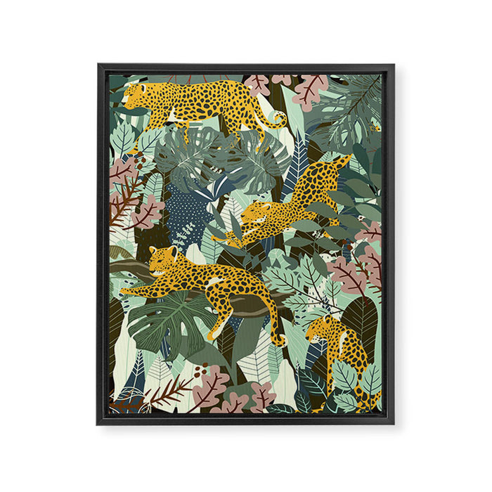 Leopard jungle print Framed Canvas Print Gallery Image 1
