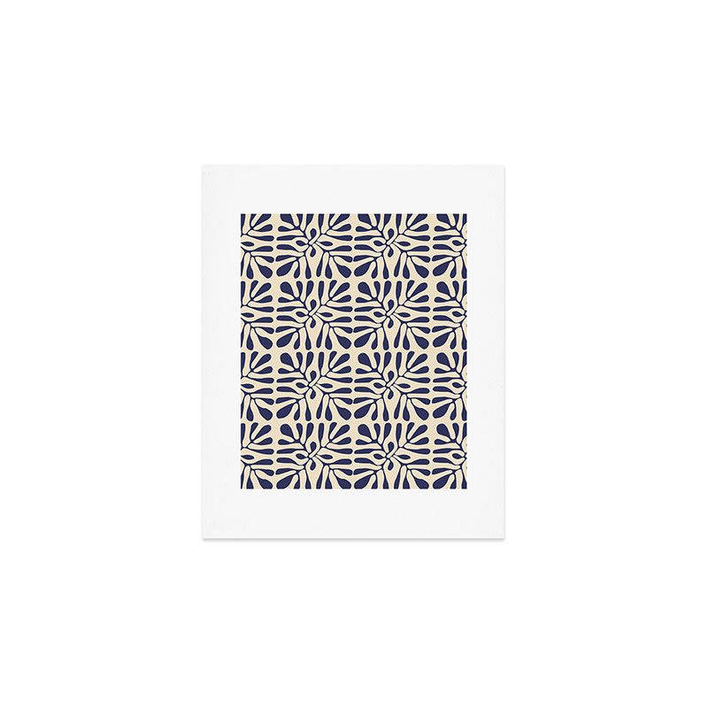 Square leaf pattern in blue Art Print Gallery Image 1