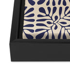 Square leaf pattern in blue Framed Canvas Print Gallery Image 3