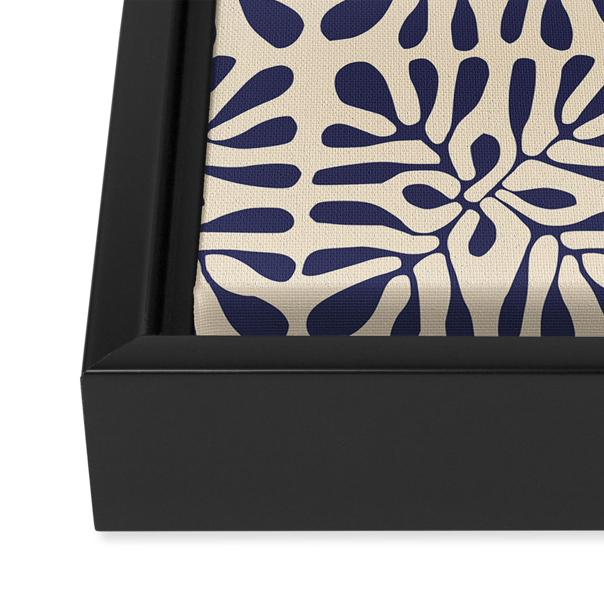 Square leaf pattern in blue Framed Canvas Print Gallery Image 3