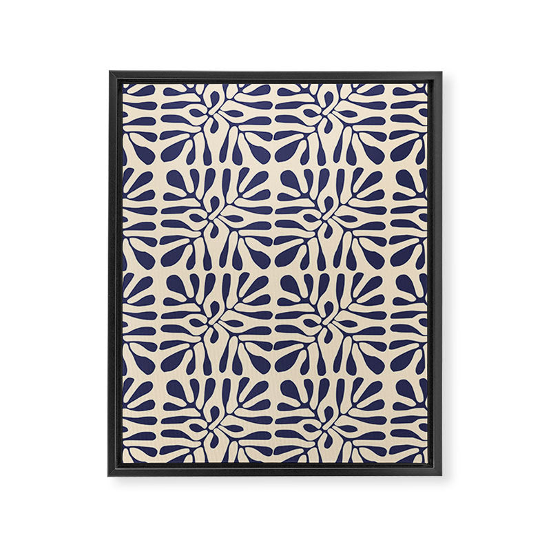 Square leaf pattern in blue Framed Canvas Print Gallery Image 8