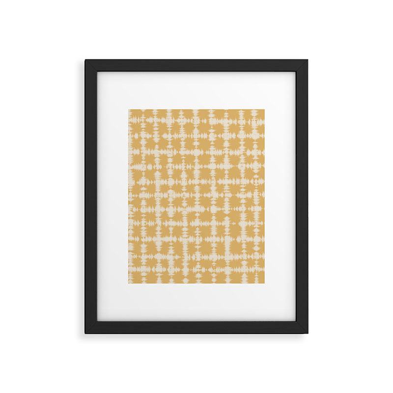 Tie dye checked in yellow Framed Art Print Gallery Image 6