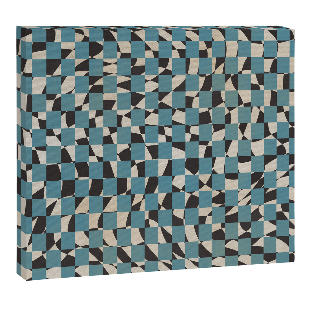 Abstract checked blue and black Canvas Print Gallery Image 6