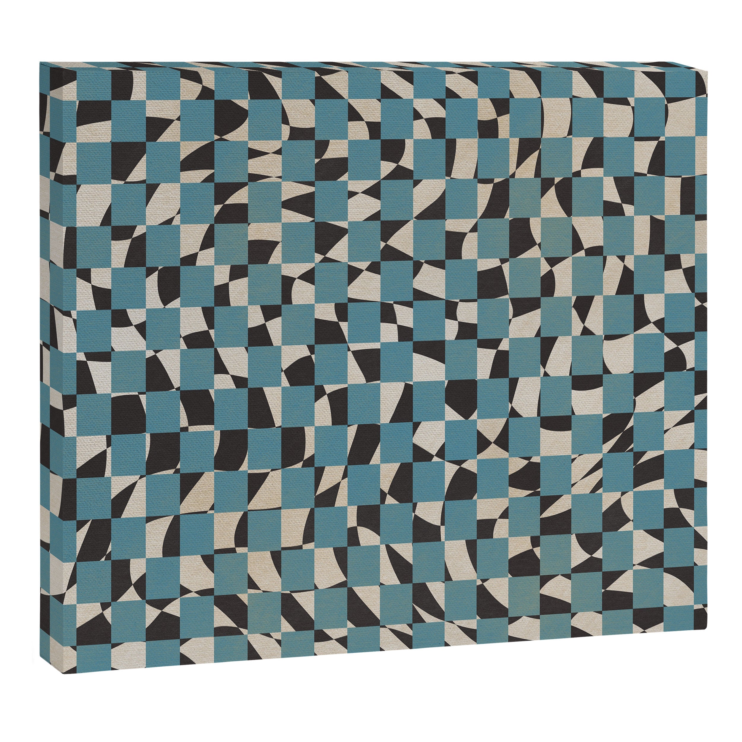 Abstract checked blue and black Canvas Print Gallery Image 6