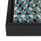 Abstract checked blue and black Framed Canvas Print Gallery Image 3