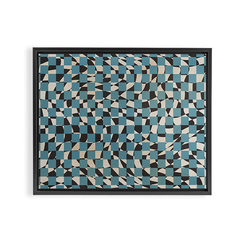 Abstract checked blue and black Framed Canvas Print Gallery Image 6