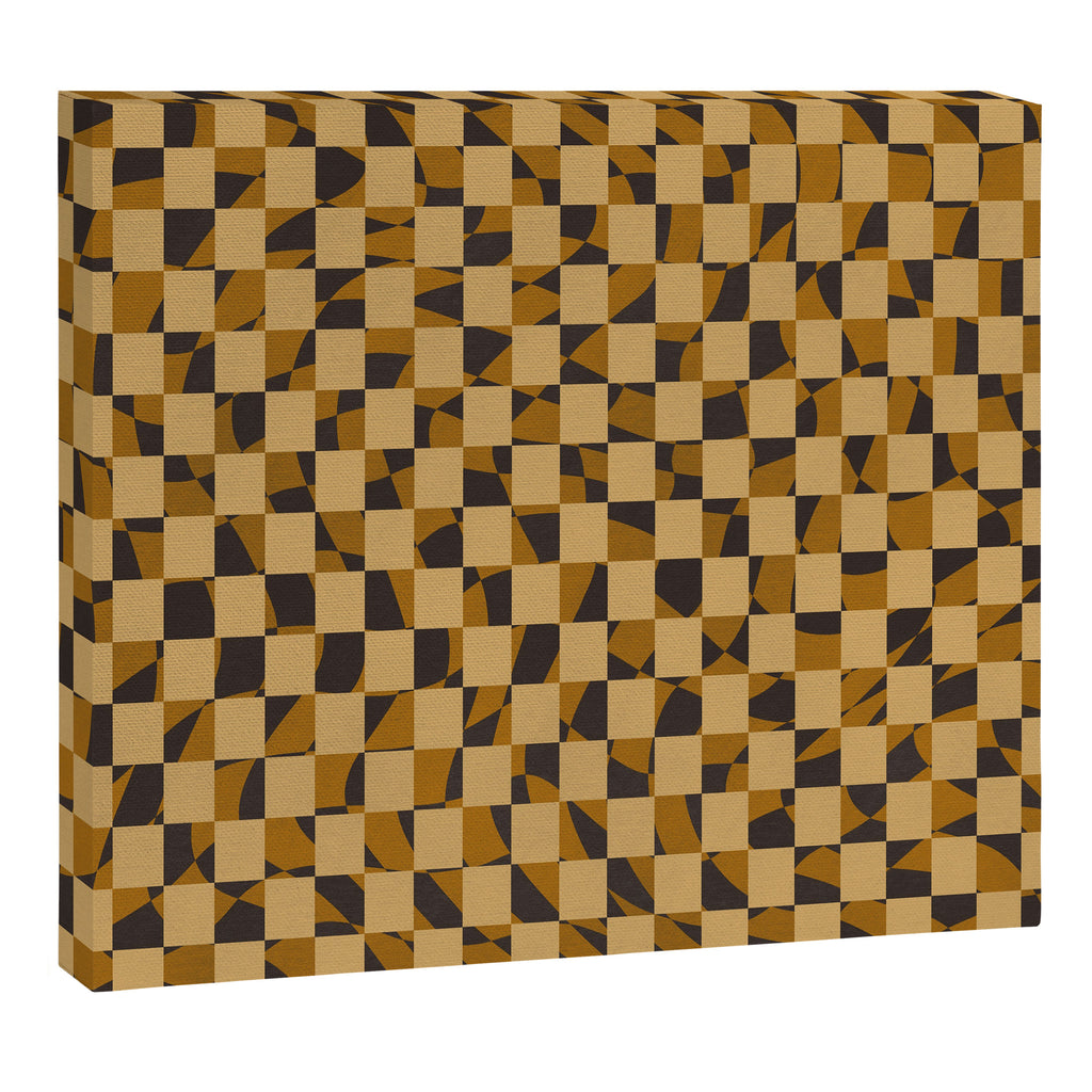 Abstract checked in golden ochre Canvas Print Gallery Image 6