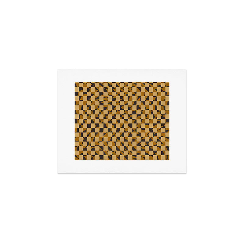 Abstract checked in golden ochre Art Print Gallery Image 1