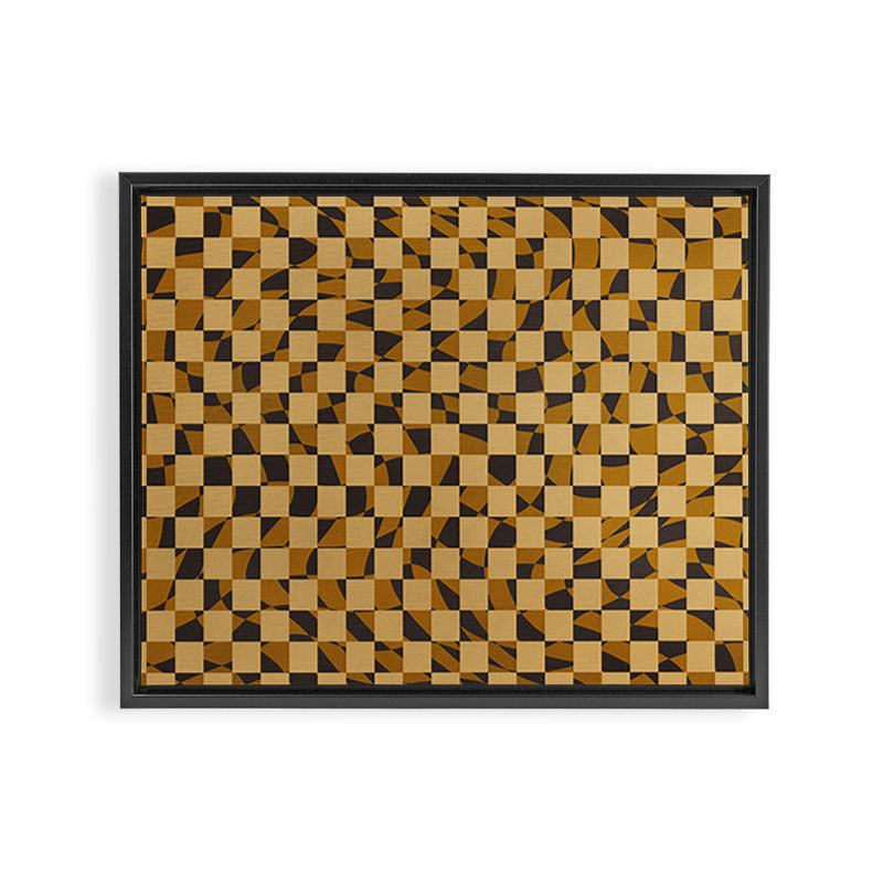 Abstract checked in golden ochre Framed Canvas Print Gallery Image 6